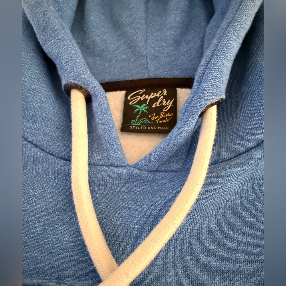 Superdry Men's Light Blue Hoodie Sweater - Sz Small - Picture 5 of 6